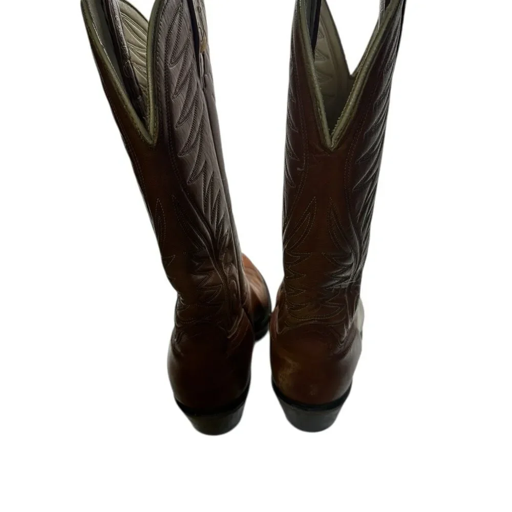 Vintage ACME Brown Leather Western Cowboy Boots Mens 8.5 D Made USA